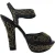 Sergio Rossi platform sandalen met studs en enkelbandje in zwart leer