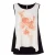 Mouwloze top met printdetail Ecru
