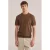 WE Fashion regular T-shirt met ingebreid patroon bruin
