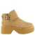 Colors of California HELEN01 suède enkelboots met blokhak en plateauzool – beige