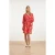 Smashed Lemon Dames jurk met abstracte streep print in rood met roze |