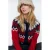 Lollys Laundry gebreid vest met print en wol – rood/donkerblauw/ecru