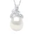 Ketting Kralen Hanger KNOOP Wit Goud en Diamanten 0,04 Ct Echte Zoetwaterparel Peer 9-10 mm