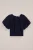 WE Fashion – Meisjes top met structuur en ballonmouwen – Regular fit – Donkerblauw – Katoen –
