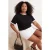 Trendyol Curve Dames Zwart Effen Kort Getailleerd Grote maten Blouses