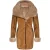 Dames merino schapenvacht jas met capuchon-antiek