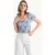 Bloemige Sweetheart Nek Gerimpelde Top met een Pofmouw