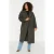 Trendyol Curve Dames Grijs Effen Lang Oversized Grote maten Jassen