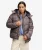 Premium Printed Check Puffer Jas Relaxed Pasvorm Brown