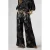 LabeL DOT wide leg broek met print – zwart/goud