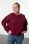 Trendyol Curve Dames Bordeaux Effen Lang Oversized Grote maten Sweatshirts