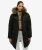 Everest Microfibre Mid Faux Fur Pufferjas Black