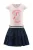 happy girls Jurk  marine / pink / rosa / wit