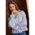 LOLALIZA gestreepte blouse met krijtstreep lichtblauw