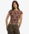 Flocked Mesh Top met Korte Mouwen Brown