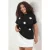 Trendyol Curve Dames Zwart Bloemen Kort Regular fit Grote maten T-shirts