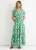 Groene maxi-jurk met bloemenprint en elastische tailleband