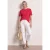 Street One Dames Shirt met ronde hals in Silk-Look in Rood