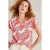 White Stuff Nelly Notch Neck Tee Coral Print