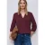 Street One Dames Shirt met 3/4-mouwen, split neck en knopen in Rood