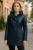 Dames blauwe leren parka met capuchon – Clare