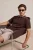 TRENDYOL MAN Heren Bruin Gestructureerd Kort Regular fit Poloshirts
