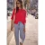 Street One Studio Dames 3/4 mouw blouse met ronde hals en knopen in Rood
