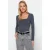 TRENDYOLMİLLA Dames Grijs Effen Lang Getailleerd Blouses