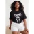 Trendyol Curve Dames Zwart Grafisch Kort Oversized Grote maten T-shirts