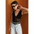 Dames Mouwloze Kanten Cut-Out V-Hals Bloes