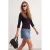 TRENDYOLMİLLA Dames Zwart Effen Driekwart mouw Getailleerd T-shirts