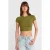 Dames Slim Fit Crop Crew Neck T-shirt