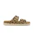Red Rag leren slippers met panterprint beige/zwart