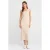 Geribbeld Midi Bodycon Jurk Met Knopen