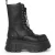 Windsorsmith Dames Zwarte Mid-Calf Biker Leren Platform Combat Boots – Screaming
