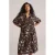 WE Fashion Curve gebloemde blousejurk bruin