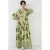 Geprinte V-hals Maxi-jurk met knoopsluiting