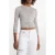 Michael Kors Cotton Silk Crew Neck Cardigan In Grey