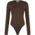 Malelions Women Emblem Crewneck Bodysuit | Dark Brown