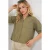 Linnen Gemengde Korte Mouwen Knopen Crop Shirt