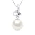 Hanger DRIELOOP Wit Goud Diamant 0,010 Cts – Echte Gecultiveerde Zoutwater Parel Rond 9-10 mm