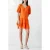 French Connection Vee Tiered Crinkle Dress Knee Mandarin