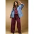 ONLY CARMAKOMA Plus Size high waist straight leg gebreide casual broek – donkerrood