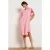 LOLALIZA gestreepte midi blousejurk met borduursels – roze