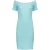 Off-Shoulder Geribde Jurk – Aqua Blauw, Eén Maat