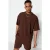 TRENDYOL MAN Heren Bruin Effen Kort Oversized T-shirts