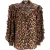 Miu Miu blouse met luipaardprint en ruches in bruine zijde