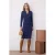 TRENDYOLMİLLA Dames Donkerblauw Effen Midi Lang Casual Bodycon Jurken