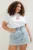 Trendyol Curve Dames Wit Grafisch Kort Regular fit Grote maten T-shirts