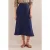 Boden Bias Linen Midi Skirt Navy